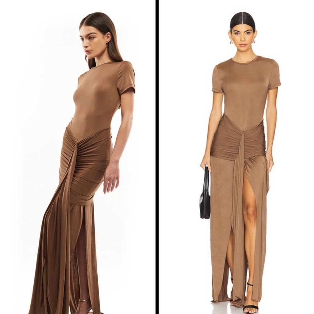 MOTHER OF ALL Viola T-shirt Midi Dress in Brown